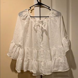 White Ruffle Blouse